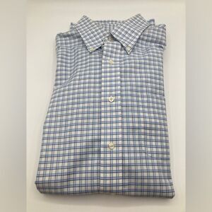 Brooks Brothers Men’s Madison Long Sleeve Button Down Shirt Blue White Checkered